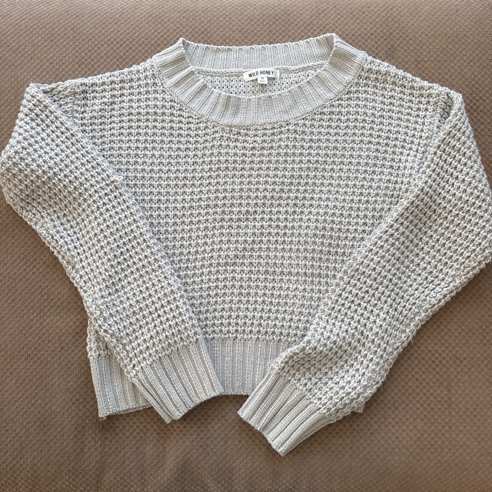 Wild Honey Light Gray Waffle Knit Sweater